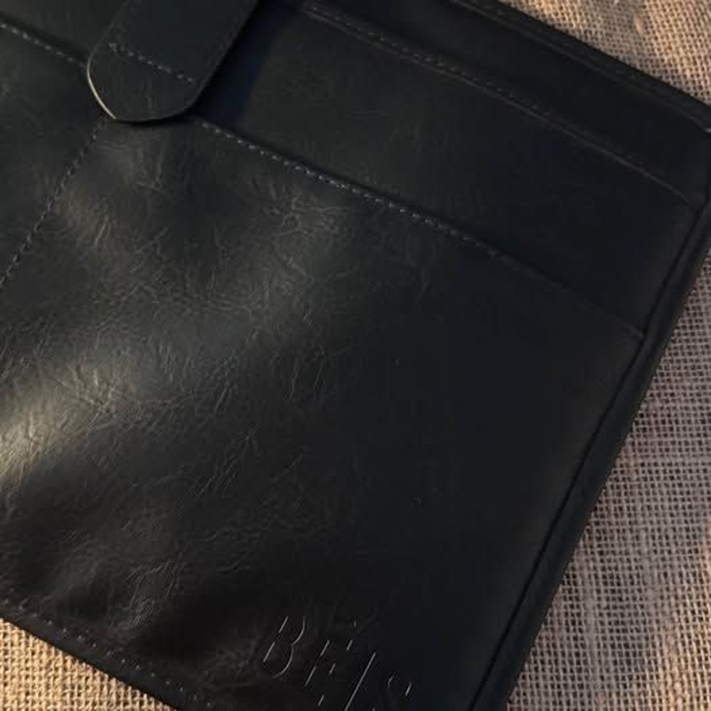 Beis Unisex Black Laptop Sleeve Faux Leather Top Strap Closure